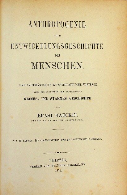 Anthropogenie oder Entwickelungsgeschichte des Menschen 1874 r.