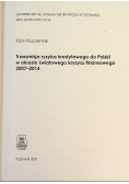 Transmisja ryzyka kredytowego do Polski w okresie światowego kryzysu finansowego 2007 - 2014