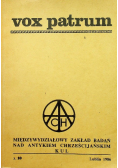Vox patrum międzywydziałowy zakład badań nad antykiem chrześcijańskim KUL