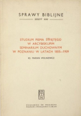 Studium Pisma Świętego w arcybiskupim seminarium duchownym w Poznaniu w latach 1835 1939