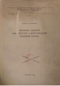 Salomon Maimon jako krytyk i kontynuator filozofii Kanta