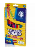 Kredki ołówkowe dwustronne Jumbo Astra 24 kolory z temperówką