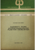 Elementy teorii hydrodynamicznych punktów osobliwych