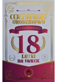 Karnet Certyfikat Urodzinowy 18 urodziny damskie