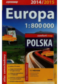 Europa atlas samochodowy 1:800 000 + laminowana mapa kieszonkowa Polski 1:1 400 000