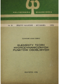 Elementy teorii hydrodynamicznych punktów osobliwych