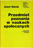Przedmiot poznania w naukach społecznych