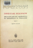 Inwentarz rękopisów Tom V