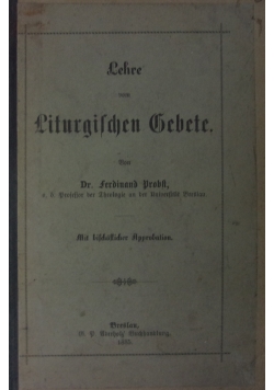 Lehre wom Liturgischen Hebete, 1885r.