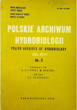 Polskie Archiwum Hydrobiologii Vol XXVI No 3