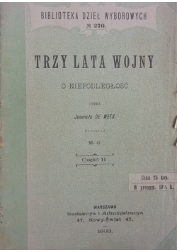 Trzy lata wojny o niepodległość, Tom II, 1903 r.