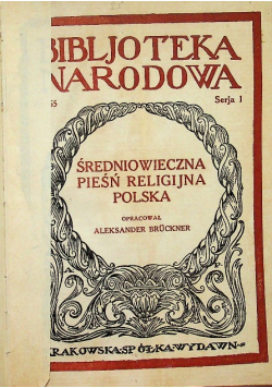 Średniowieczna pieśń religijna polska BN 1923