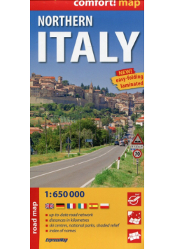 Northern Italy laminowana mapa samochodowa 1:650 000