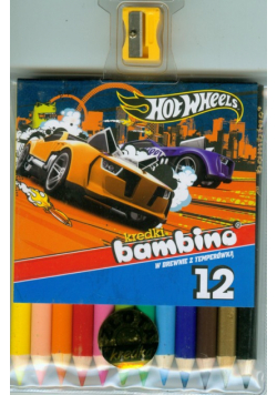 Kredki bambino drewniane 12 kolorów z temperówką Hot Wheels