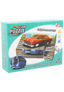 Klocki obrazkowe pojazdy 12el