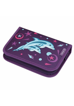 Piórnik Smart jednokomorowy dwuklapkowy Dolphin z wyposażeniem