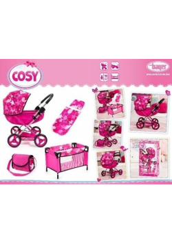Zestaw akcesoriów z wózkiem dla lalek Cosy