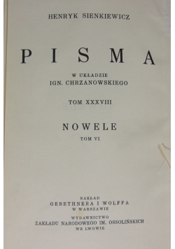 Henryk Sienkiewicz Pisma Nowele XXXVIII, 1933r.