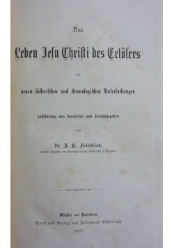 Das leben Jesu Christi des Erlosers ,1887r.