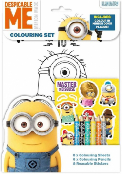 Zestaw do kolorowania z kredkami. Minionki