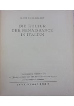 Die Kultur der Renaissance in Italien, ok. 1941 r.