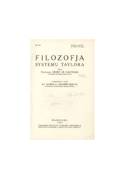 Folozofja Systemu Taylora, 1926r.