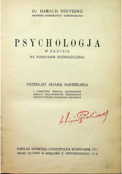 Psychologja w zarysie na podstawie doświadczenia 1911 r.