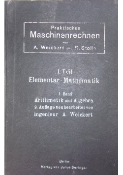 I Theil: Elementar Mathematik. 1921 r.