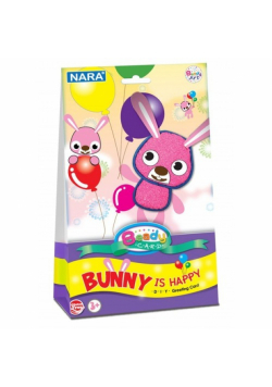Kartka ozdobna z modeliną Beady card Bunny is happy
