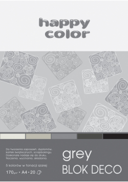 Blok Deco Grey A4 5 kolorów tonacja szara 5 sztuk