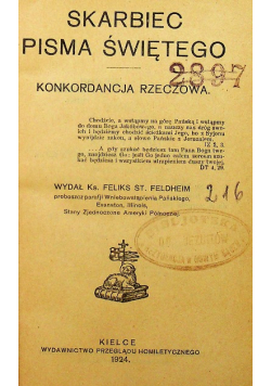 Skarbiec Pisma Świętego Konkordancja rzeczowa 1924 r.