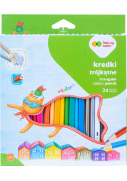 Kredki drewniane szkolne trójkątne Happy Color 24 kolory