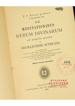 De Meditationibus Rerum Divinarum 1883 r.