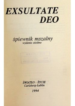 Exsultate Deo Śpiewnik mszalny