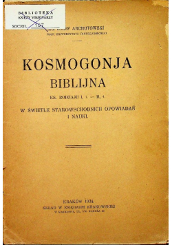 Kosmogonja Biblijna  1934 r.