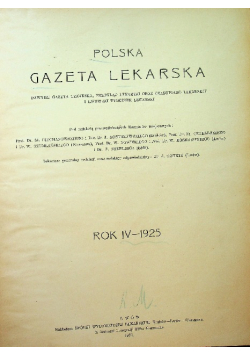 Polska Gazeta Lekarska Rok IV Nr 1 do 52 1925 r.