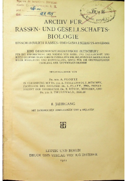 Archiv fur Rassen und Gesellschafts biologie 1911 r.