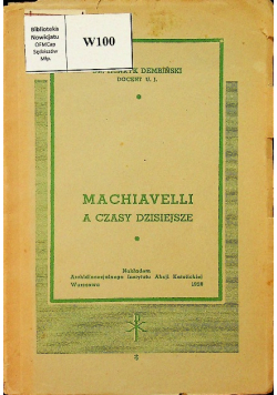 Machiavelli a czasy dzisiejsze 1938 r.