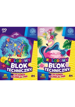 Kolorowy blok techniczny A4 10 arkuszy 10 sztuk mix