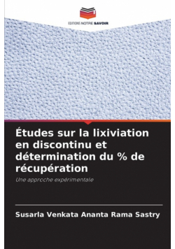 Études sur la lixiviation en discontinu et détermination du % de récupération
