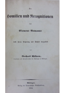 Die Homilen und recognition. 1854r.