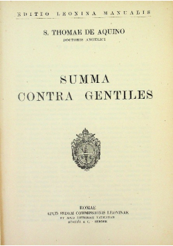 Summa Contra Gentiles, 1934 r.