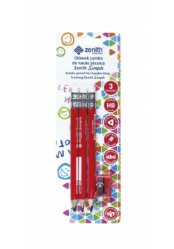 Ołówek do nauki pisania Zenith Simple 3 sztuki + temperówka