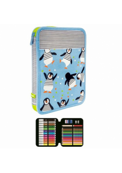 Piórnik MILAN 1-poziomowy duży z wyposażeniem PENGUINS
