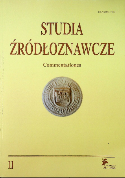 Studia źródłoznawcze Commentationes Tom LI