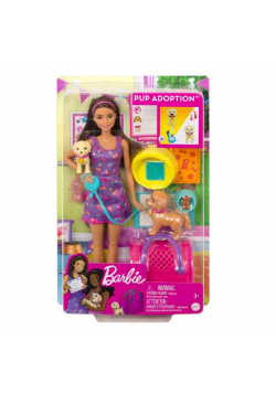 Barbie Adopcja piesków Lalka + akcesoria HKD86
