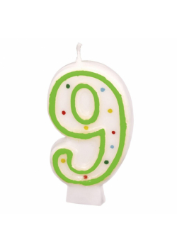 Świeczka cyferka 9 kropki 7,3cm