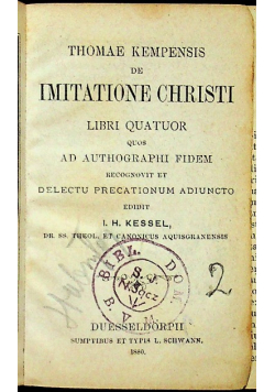 De imitatione Christi libri quatuor 1880 r.