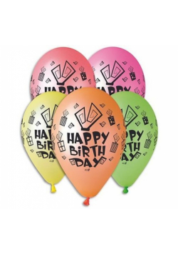 Balony Premium Fluor Happy Birthday 5 sztuk