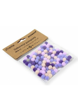 Dekoracje pompony 1cm mix fioletowy 120szt